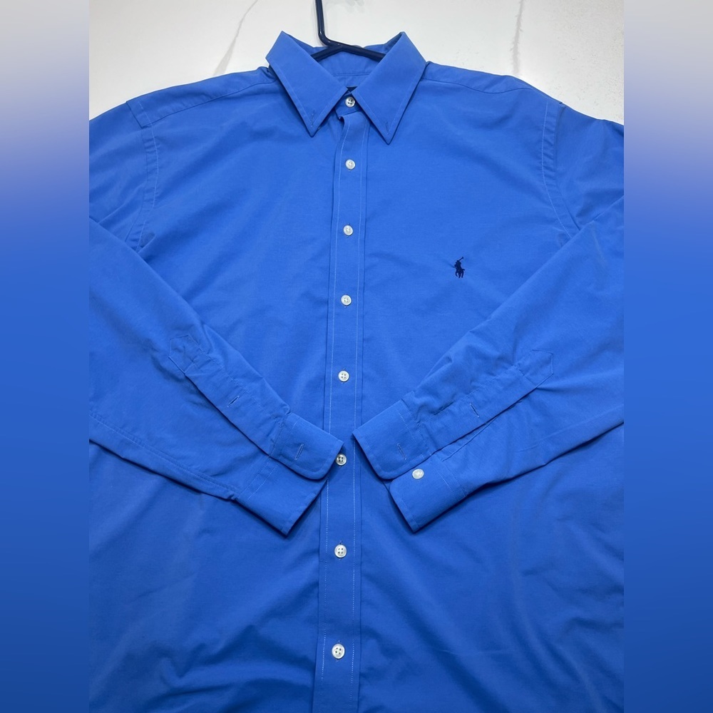 Ralph Lauren Performance Long Sleeve Button Shirt Men's Large Classic Fit Blue